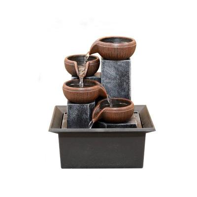 China Desktop Water Fountain Zen Meditation Decor Home Fengshui Water Europe Indoor Resin Rock Garden Humidifier Fountain for sale