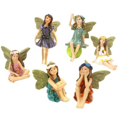 China Worlwide Customized 6 Piece Mini Fairy Costume Handmade Resin Fairy Decoration Mini Garden Ornaments Lovely Fairy Statue for sale