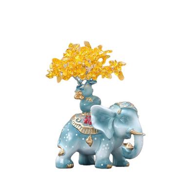 China Creative Europe Resin Home Furniture Elephant Ornaments Zhaocai Nafu Living Room TV Cabinet Decorations for sale