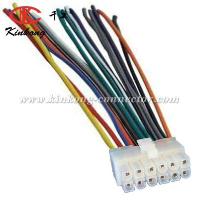 China CUSTOM AUTOMOTIVE CAR AUTOMOYIVE 12-PIN Female Connector AUDIO STEREO WIRE HARNESS for sale