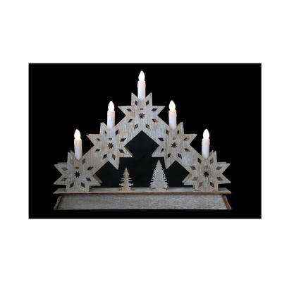 China Wooden Light Led Stand Light Wooden Funeral Cemetery Candle Battery Operated White Candles Battery Lights Outdoor Decor for sale