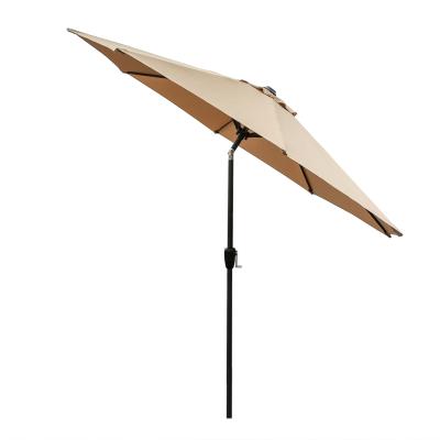 China Factory Sale 2.7m Modern Tawny Garden Umbrella Outdoor Outdoor Umbrellas Hand Crank Operation for sale