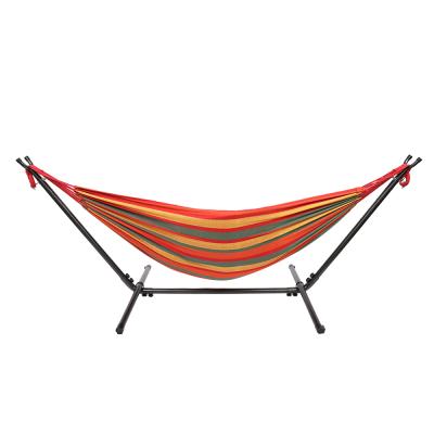 China Adult Hot Sale Strip Premium Red And Yellow Hammock With Stand Detachable Portable Lightweight Chair for sale