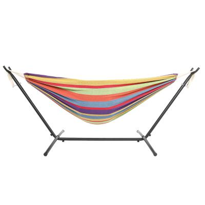 China Wholesale Adult Black Hammock Stand Steel Pipe Frame Polyester Cotton Indoor Chair for sale