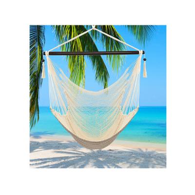 China Modern factory supply beige color hammock chair arming rope direct soft-spun outdoor lounge chair for sale