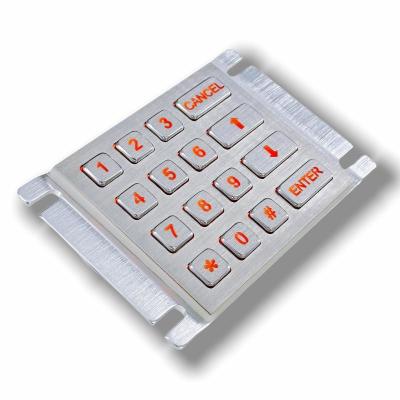 China IP65 / IK07 Waterproof Dustproof USB interface Stainless Steel 16 Keys Backlit Keypad Industrial Numeric Keypad Rear Panel Mounted -40℃ for sale