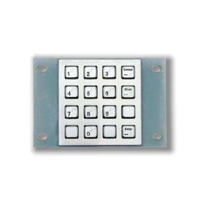 China IP65 / IK07 Interface USB à prova d'água Aço inoxidável 16 teclas teclado retroiluminado teclado numérico industrial com painel traseiro em Braille montado a -40°C à venda