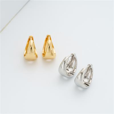 China BXY Punk Minimalist Simple Zircon Wide Wide Gold Plated Huggie Circle Earrings for sale