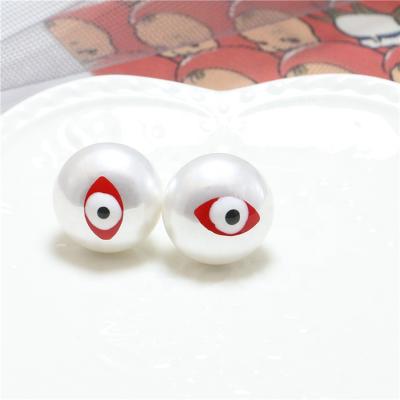 China BXY 2021 Jewelry Accessories Korean Cute Women's New Fashion Custom Cute Circle Around Big Evil Eye Pearl Stud Earrings for sale