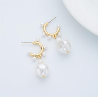 China Fashion TRENDY Jewelry BXY Copper Gold Plated Pearl Drop Earrings for sale