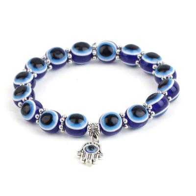 China CLASSIC Beaded Bracelet Fatima Turkish Lucky Strentch Evil Eye Charm Bracelets Blue Eye Hamsa Stretch Bracelet For Protection for sale