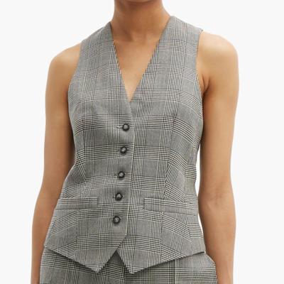 China Classic Gray Plaid Ladies Vest Spring And Autumn New Breathable Office for sale