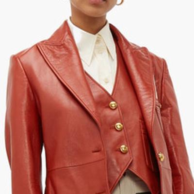 China Temperament Ladies Breathable Red Leather Vest Spring And Office Autumn New for sale