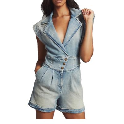 China Wholesale Waterproof Cotton Sleeveless Denim Women Fashion Casual Overalls Romper for sale