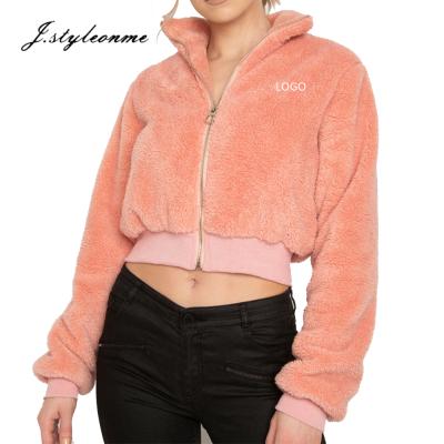 China Keep Warm Customized Winter Causal Jackets Women Logo Zipper Closure Fleece Coat Fashion Fleece Jacket for sale