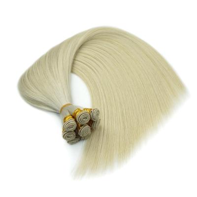 China 100% Handtied Virgin Hair Double Weft Handtied Weft 100% Russian Raw Drawn Cuticle Weft Intact Hair Extension Super Good Quality Full Hair for sale