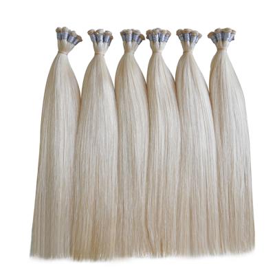 China Hot Selling Silky Straight Lightest Blonde Wave European Cuticle Aligned Handtied Hair Weft for sale