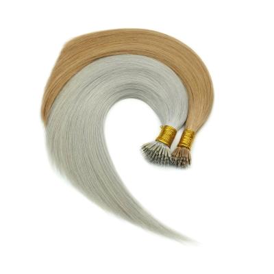 China Intact Virgin Nano Hair Ring Straight Human Hair Extensions Double Cuticle Pulled Natural Wave Customized for sale