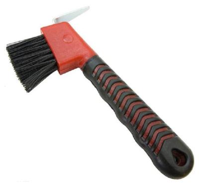 China New Eco-friendly Designed Plastic Colorful Horse Hoof Pick With Mesh Handle for sale