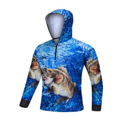 China Breathable Custom Design Hooded Mens Long Sleeve Fishing Shirt Performance Long Sleeve Sun Protection Fishing Shirt for sale