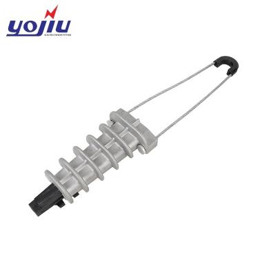 China Heavy Duty Aluminum Alloy Electrical Dead End Clamp Poles Drop Fiber Ftth Preformed Compression Clip for sale