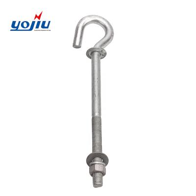 China Overhead Line Hanging Pipeline YJBH Series Pole Hook Bolt J Bolt Long Pigtail Fitting Hook Type for sale