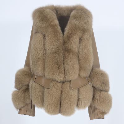 China Fashion Fox OFTBUY 2021 Winter Real Fur Coat Women Fox Natural Genuine Fur Sheepskin Detachable Real Fur Coat Leather Outerwear Streetwear for sale