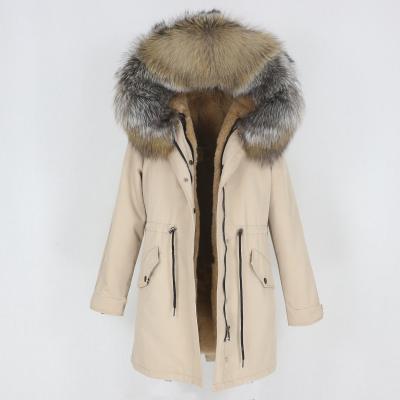 China OFTBUY 2021 New Long Waterproof Parka Winter Jacket Women Coat Natural Real Fur Hood Outerwear Detachable Fox Raccoon Streetwear for sale