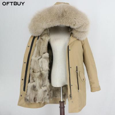 China OFTBUY 2021 Fox Fur Coat Natural Detachable Thick Warm Outerwear Streetwear Real Fur Long Parka Winter Women Waterproof Raincoat Jacket for sale