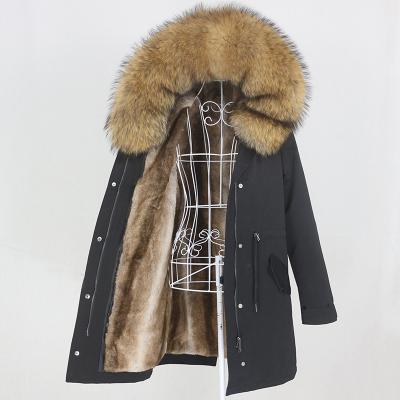 China OFTBUY 2021 Natural Raccoon Fox Fur Long Parka Real Fur Coat Winter Waterproof Women Jacket Hood Outerwear Streetwear Removable for sale