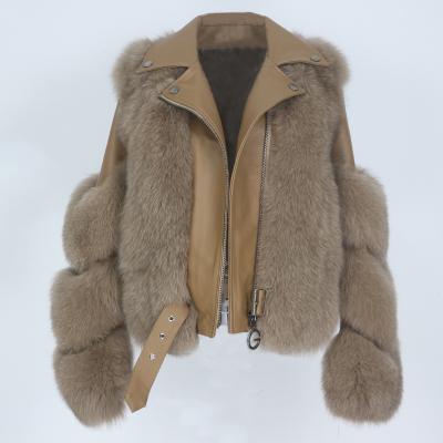 China OFTBUY 2021 Fox Fur Outerwear Streetwear Natural Genuine Leather Detachable Locomotive Real Fur Coat Winter Vest Waterproof Jacket Women for sale