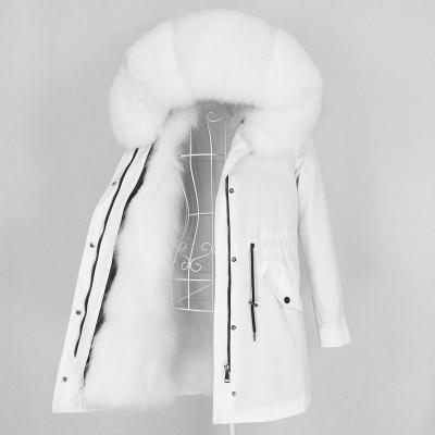 China Natural Hood Warm Detachable Raccoon Fur Collar Long Parkas OFTBUY 2021 Real Fox Fur Coat Winter Coat Waterproof Jacket Women Women for sale