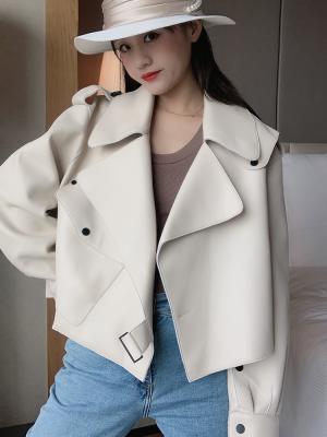 China OFTBUY 2021 Genuine Leather Jacket Women Real Sheepshin Loose Casual Leather Coat Spring Autumn New Fashion Real Leather Jacket for sale