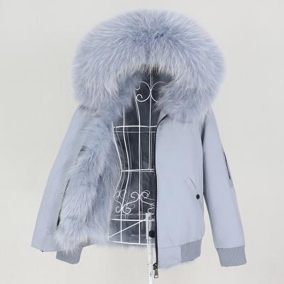 China OFTBUY 2020 New Fox Raccoon Fur Hood Removable Warm Natural Collar Women Jacket Winter Parka Bomber Real Fox Waterproof Waterproof Fur Coat for sale