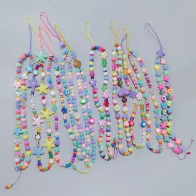 China Colorful cute beaded phone chain LOYALTY phone strap chain handmade rainbow letter beads colorful cute beaded phone strap chain rainbow phone chain for sale