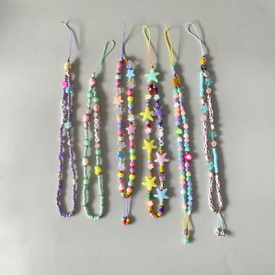 China Colorful cute beaded phone chain LOYALTY phone strap chain handmade rainbow letter beads colorful cute beaded phone strap chain rainbow phone chain for sale