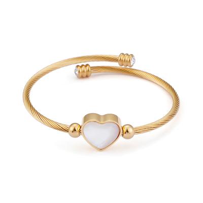 China Steel Wire Heart Shaped Titanium Bracelet Fashion LOYALTY Shell Steel Bracelet for sale