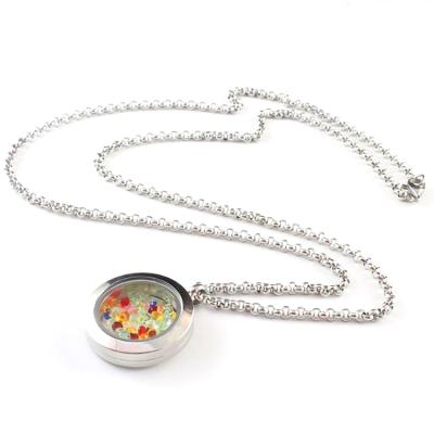 China Stainless Steel LOYALTY GL948 DIY Circle Rose Gold Coin Floating Memory Charm Pendant Necklace for sale