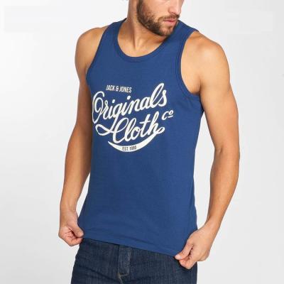 China Singlets QUICK DRY Mens Gym OEM Tank Tops Custom Made Mens Printing Fashion Plain Blue Tank Tops for sale