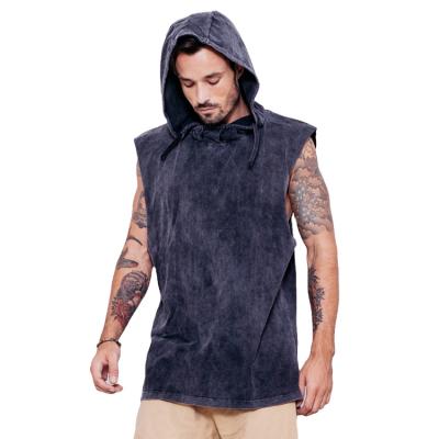 China Wholesale Hot Sale QUICK DRY Custom Made Men Tank Top Hood Sleeveless Acid Washed Tank Top for sale