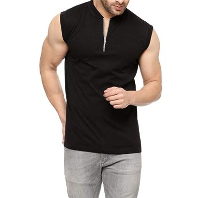 China QUICK DRY High Quality Slim Fit Zippers Down Tank Tops Sporty Mens Sleeveless Muscle Vest for sale