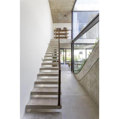 China Contemporary Modern Interior Floating Straight Glass Stairs Stair Railings With Wooden Tread Stairs For Home for sale