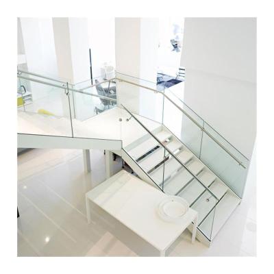 China Foshan Contemporary Factory Directly Customized Modular Glass Straight Stairs With Double Beam for sale