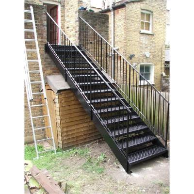 China Contemporary Outdoor Steel Stairs Galvanized Steel Tread Stair Straight Stairs On Sale for sale