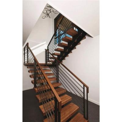 China Contemporary Apartment House Staircase Practical Wooden Mono Beam Parts Solid Wood Straight Stairs for sale