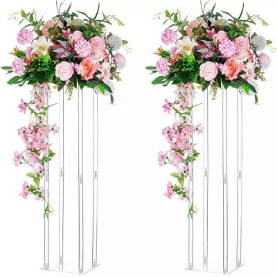 China Shop Acrylic Vases Wedding Centerpieces For Tables Column Flower Stand Tall Clear Flower Vases For Centerpieces for sale