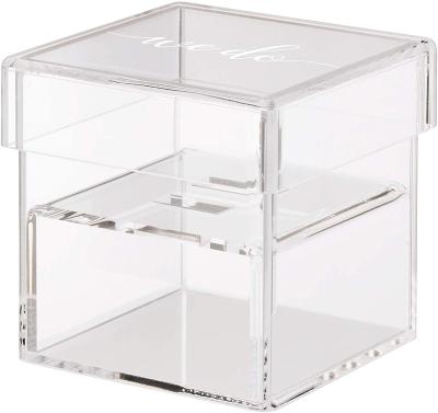 China Wedding Square Rings Box Factory Shenzhen Ring Packaging Boxes Wedding Clear Transparent Acrylic Ring Box for sale