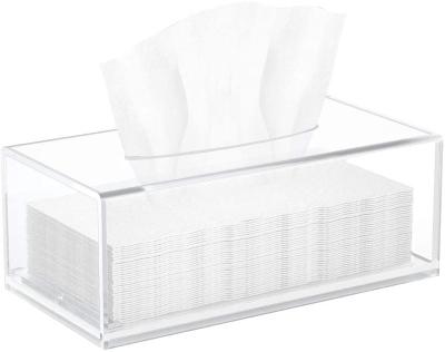 China Shop Acrylic Tissue Box Lid Clear Tissue Holder Napkin Dispenser For Home Office Restaurant for sale