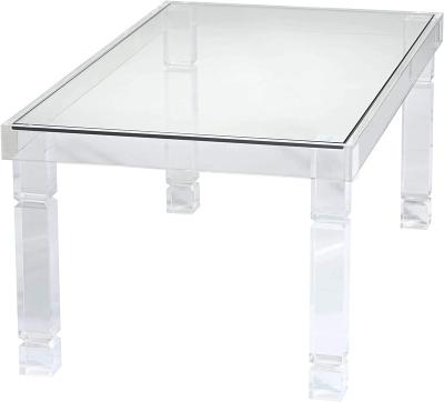 China Shop Modern Minimalist Acrylic Rectangular Coffee Table Clear Tempered Glass Table Top For Living Room Home Spaces Acrylic Teapoy for sale