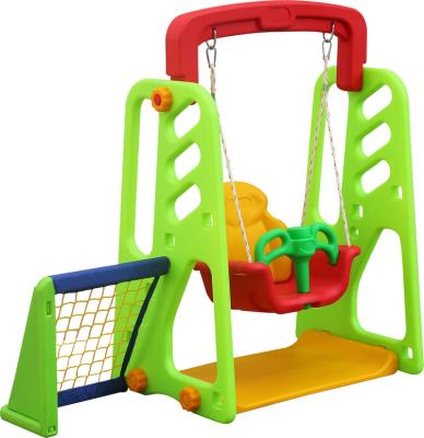 China PE Wholesale Price Plastic Kids Slide And Swing Set With Football Gate for sale